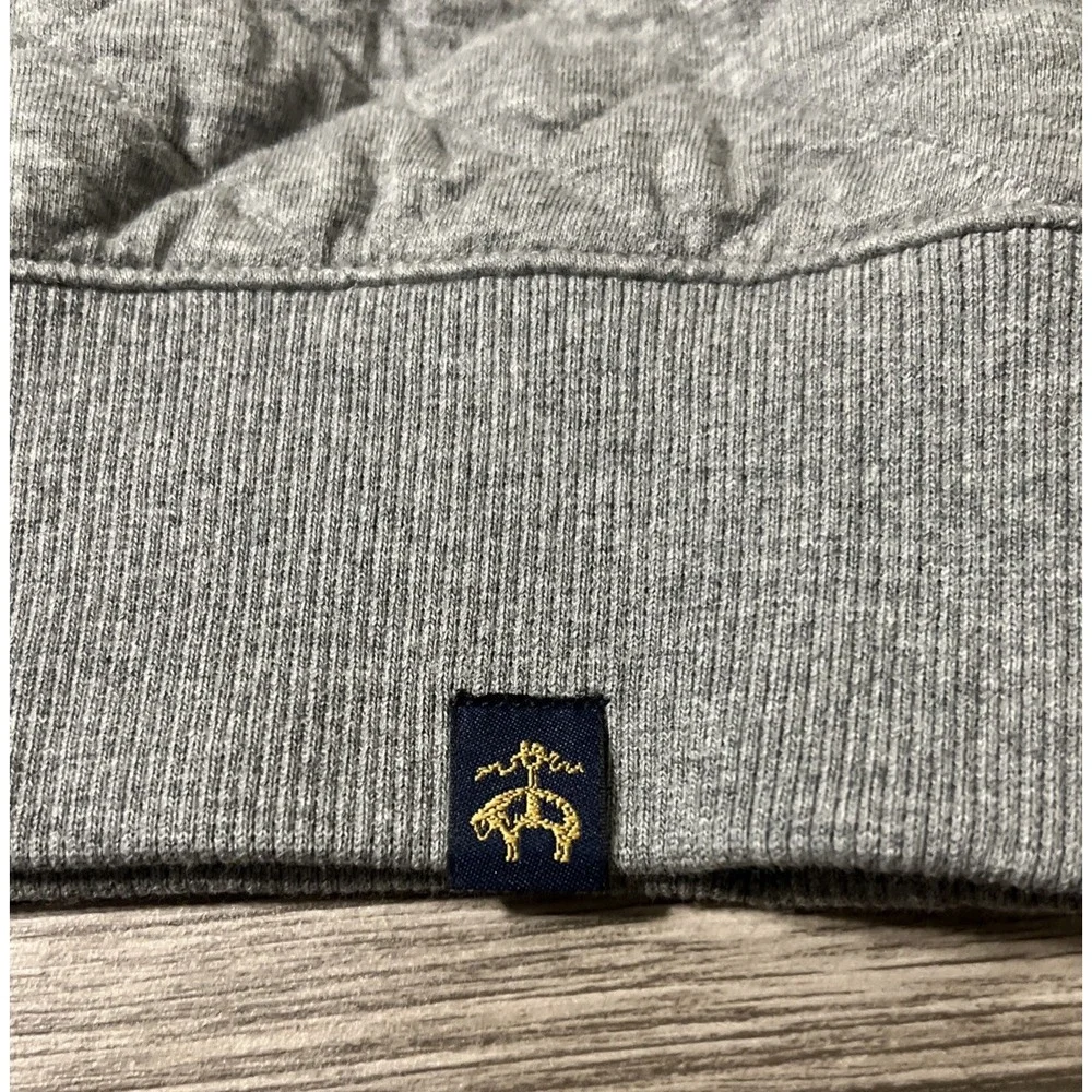 Brooks Brothers Gray Diamond Quilted 1/4 Zip Stretch Pullover Sweater Size Large